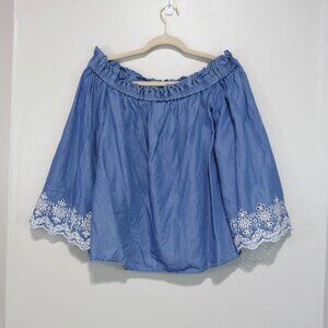 MICHAEL KORS EMBROIDERED PEASANT TOP